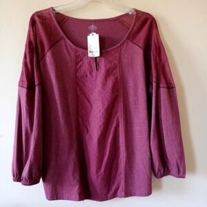 ST‎ Johns Bay Top NWT XXL Raglan Mauve Lace Shoulder Casual Office Peasant Boho